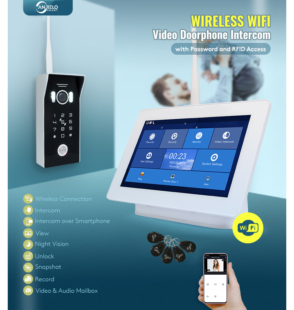 Anjielosmart-sistema de portero automático Tuya, videoportero de 10  pulgadas, cámara de Control de acceso, dispositivo de seguridad  inteligente