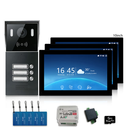 Anjielo 2-Wire Multi-Tenant Video Intercom System with Tuya App, 7/10-Inch Touch Screen, 2MP CMOS, IP65 Doorbell & 128GB TF Card