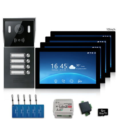 Anjielo 2-Wire Multi-Tenant Video Intercom System with Tuya App, 7/10-Inch Touch Screen, 2MP CMOS, IP65 Doorbell & 128GB TF Card