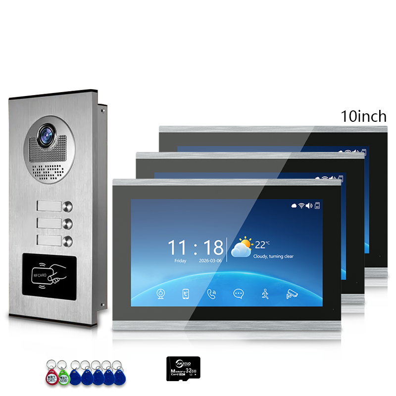 Anjielo 4-Wire Multi-Family Video Intercom System with Tuya Smart – 1080P HD, Motion Detection & Night Vision