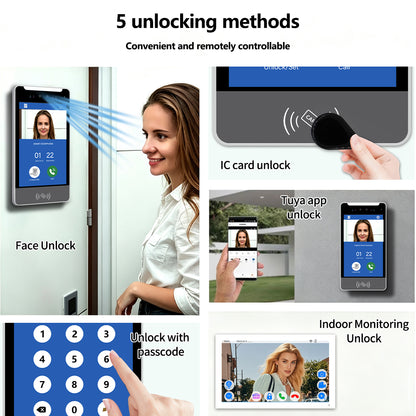 Anjielo IP Video Intercom System with AI Face Recognition, Tuya Smart WiFi, 5-in-1 Unlock, 1080P HD Night Vision & Multi-Story Villa Access Control for Apartment & Building Security