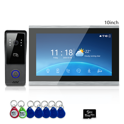 Anjielo 4‑Wire Tuya Video Intercom System, 7"/10" Touch Monitor, RFID Card Unlock, IP65 Wired Video Doorbell for Villa Apartment Home Security