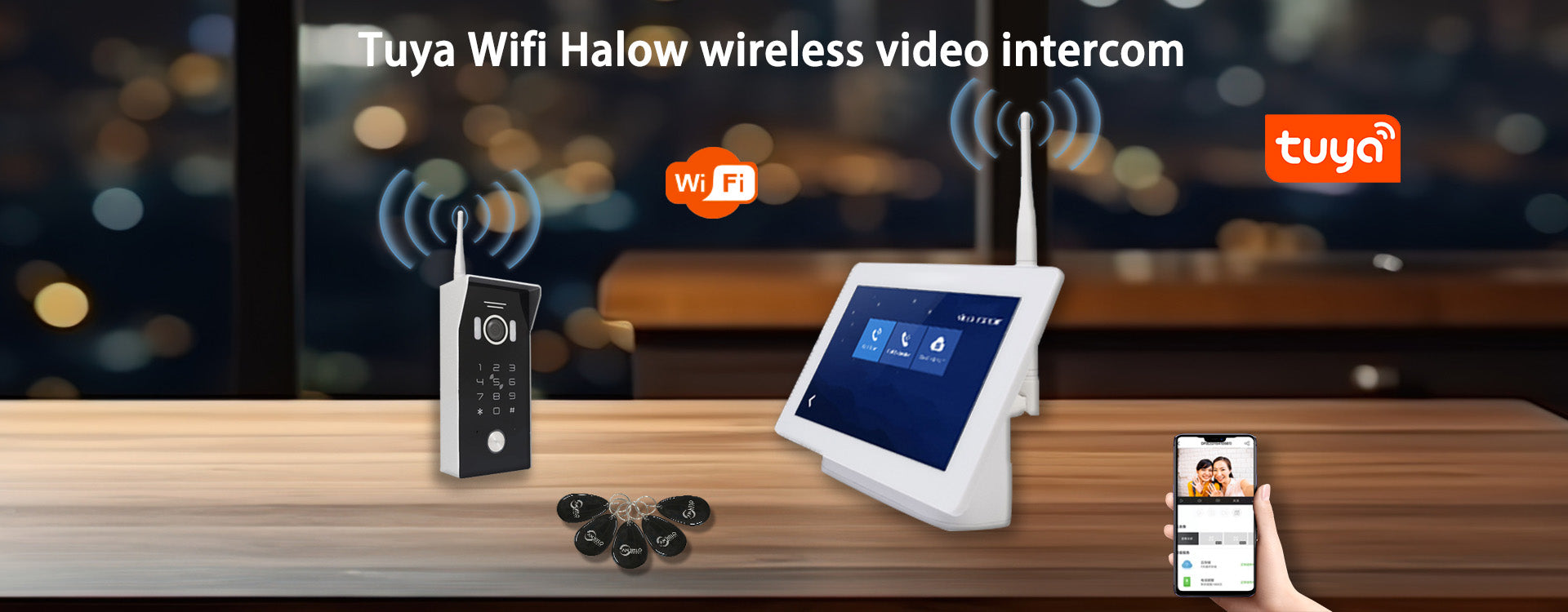 ANJIELO SMART Interphone vidéo sans fil avec caméra HD, écran de 7'',  support d'alarme de détection de mouvement Noir/Argenté