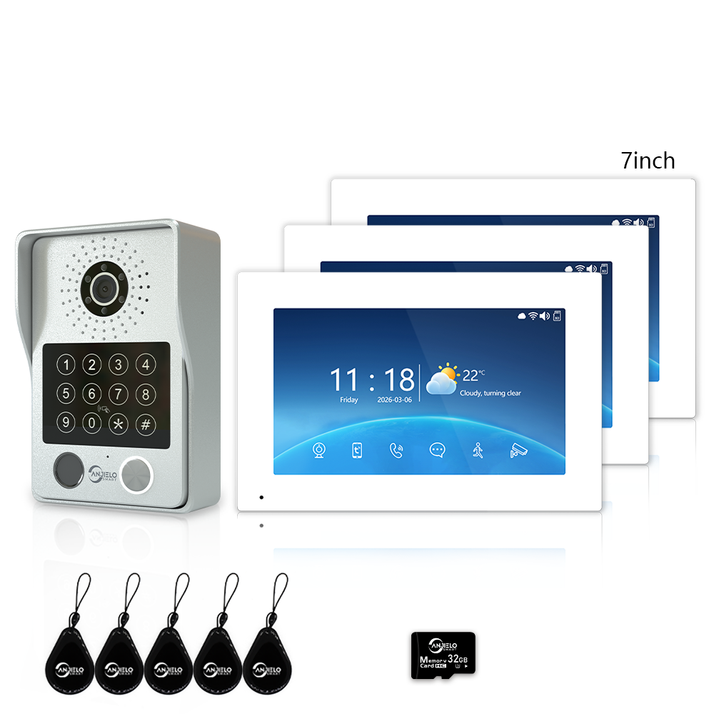 Anjielo Latest 4 wire Video Intercom System Photo Frame Video Doorbell 5 in 1 unlocking with Motion Detection for the Apartment Intercom System for Home Villa