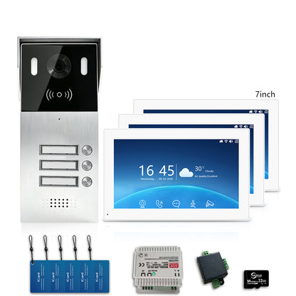 Anjielo 2-Wire Multi-Tenant Video Intercom System with Tuya App, 7/10-Inch Touch Screen, 2MP CMOS, IP65 Doorbell & 128GB TF Card