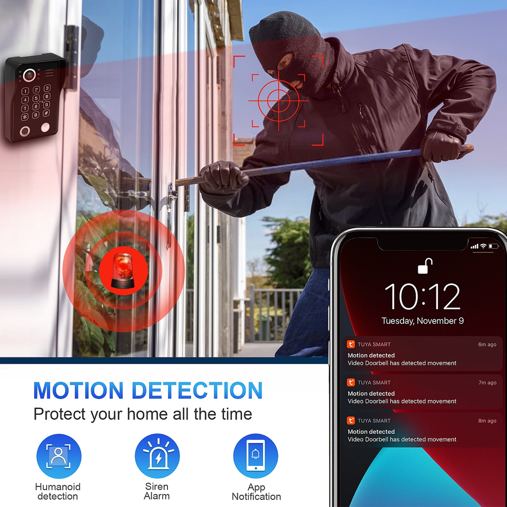 Anjielo 7/10 Inch 4 Wire WiFi Video Intercom System with 5-in-1 Unlock Fingerprint RFID Password App for Home Apartment