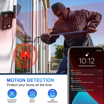 Anjielo 7/10 Inch 4 Wire WiFi Video Intercom System with 5-in-1 Unlock Fingerprint RFID Password App for Home Apartment