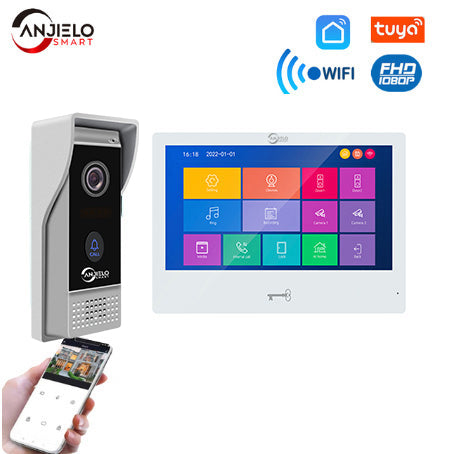 Latest AnjieloSmart 10 inch Touch Monitor with Anti-thef IR Vision Doorbell Camera Video Doorphone System For Home Apartment