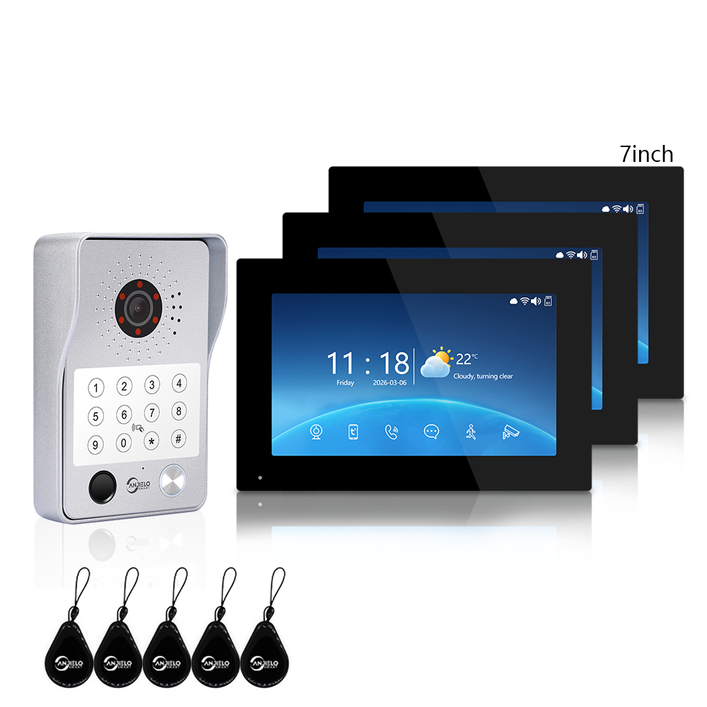 Anjielo Latest 4 wire Video Intercom System Photo Frame Video Doorbell 5 in 1 unlocking with Motion Detection for the Apartment Intercom System for Home Villa