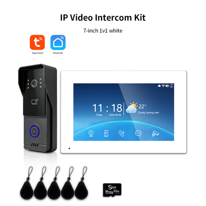 Anjielo IP Video Intercom System with High-Definition Large Screen & Infrared Night Vision Fill Light – Tuya App, 7/10.1-Inch Touch Screen, RFID Unlock for Multi-Story Villas