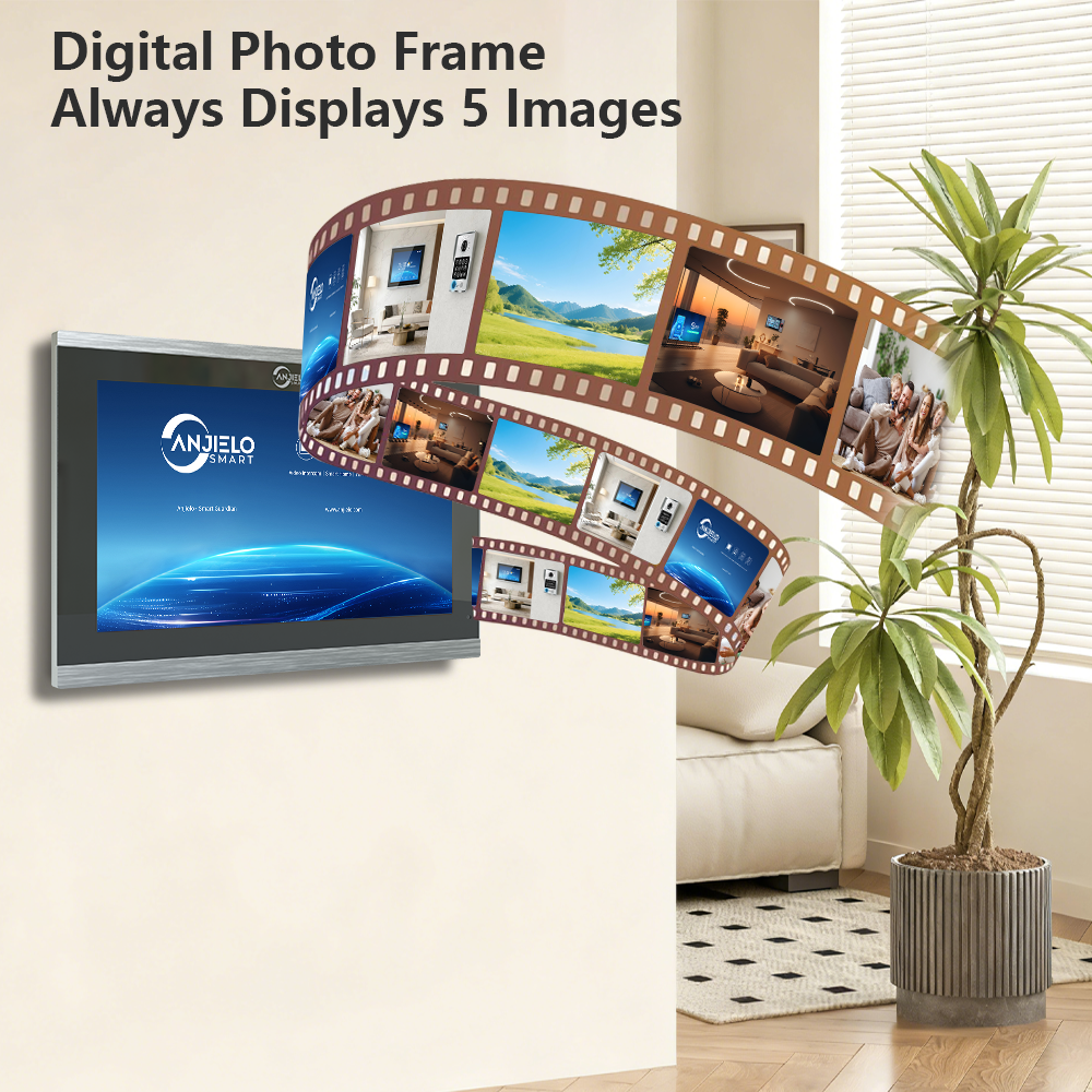 Anjielo Latest 7/10 Inch Monitor 4 wire Video Intercom System Photo Frame Video Doorbell 5 in 1 unlocking with Motion Detection for the Apartment Home andVilla