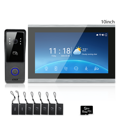 Anjielo 4‑Wire Tuya Video Intercom System, 7"/10" Touch Monitor, RFID Card Unlock, IP65 Wired Video Doorbell for Villa Apartment Home Security
