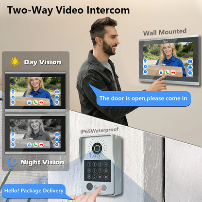 Anjielo Latest 4 wire Video Intercom System Video Doorbell 5 in 1 unlocking for the Apartment Intercom System for Home Villa