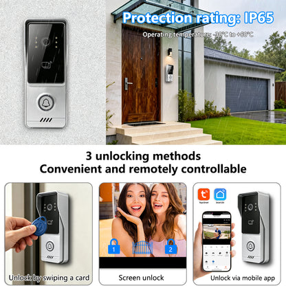 Two-Wire Video Intercom System with Tuya Smart App, 7"/10" Touch Screen, 1080P HD & IP65 Waterproof Doorbell