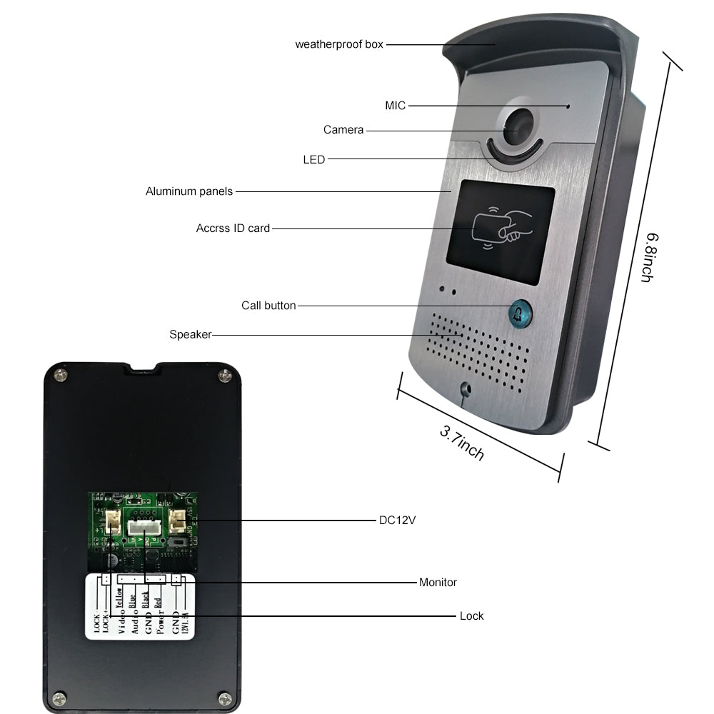 7" Wifi Video Intercoms Camera Remote Unlock For Home Villa RFID Access Control Video Intercom For Apartment Door Bell System