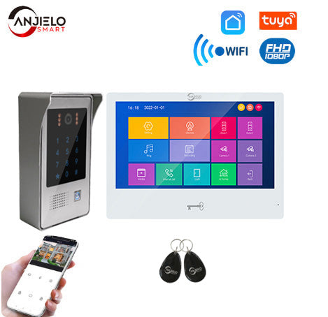 Smart Home 10 inch 1080P  WiFi Monitor  Keypad/RFID Card Smartphone APP Unlock Night Vision Home Access Control Video Intercom System