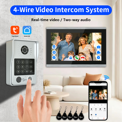 Anjielo Latest 4 wire Video Intercom System Video Doorbell 5 in 1 unlocking for the Apartment Intercom System for Home Villa