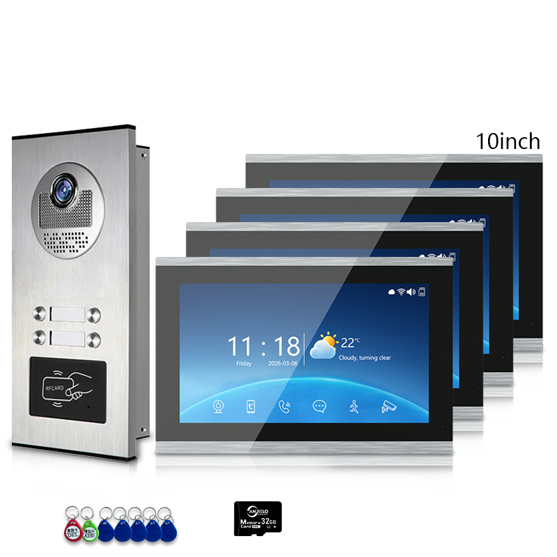 Anjielo 4-Wire Multi-Family Video Intercom System with Tuya Smart – 1080P HD, Motion Detection & Night Vision