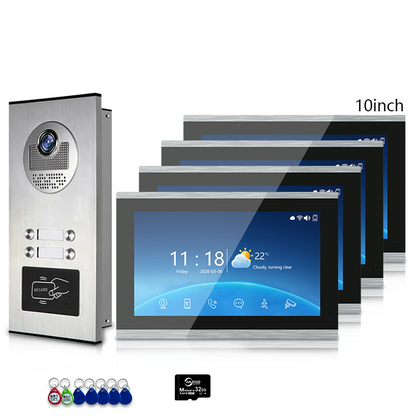 Anjielo 4-Wire Multi-Family Video Intercom System with Tuya Smart – 1080P HD, Motion Detection & Night Vision