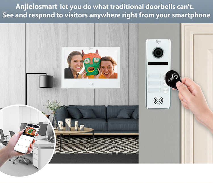 Anjielosmart Tuya Smart Touch Monitor 10 inch Screen with Wide Angle View Doorbell Camera Night Vision Video Doorphone For Home
