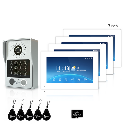Anjielo Latest 4 wire Video Intercom System Photo Frame Video Doorbell 5 in 1 unlocking with Motion Detection for the Apartment Intercom System for Home Villa