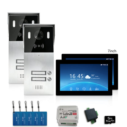 Anjielo 2-Wire Multi-Tenant Video Intercom System with Tuya App, 7/10-Inch Touch Screen, 2MP CMOS, IP65 Doorbell & 128GB TF Card