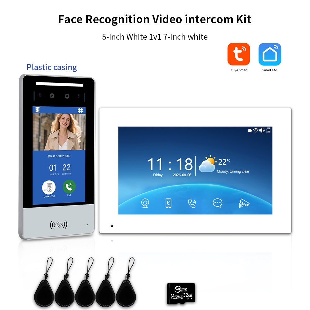Anjielo IP Video Intercom System with AI Face Recognition, Tuya Smart WiFi, 5-in-1 Unlock, 1080P HD Night Vision & Multi-Story Villa Access Control for Apartment & Building Security