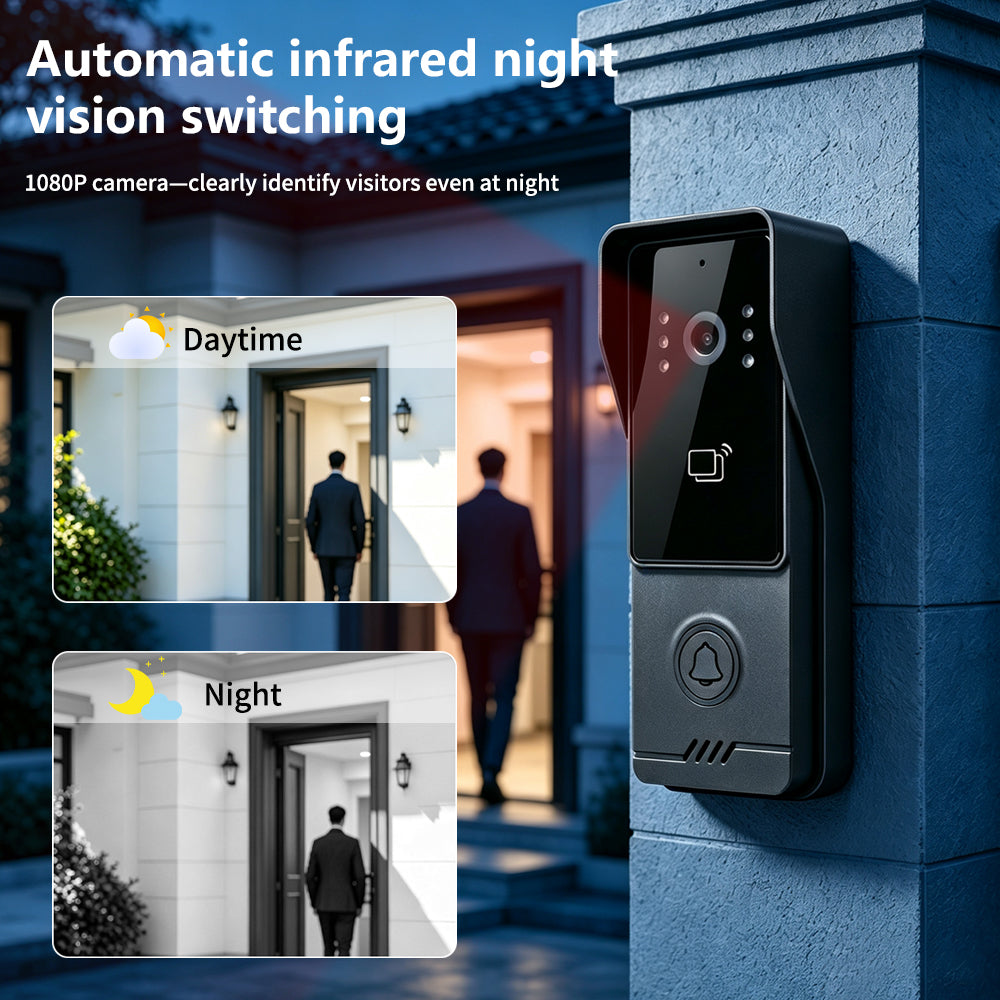 Anjielo IP Video Intercom System with High-Definition Large Screen & Infrared Night Vision Fill Light – Tuya App, 7/10.1-Inch Touch Screen, RFID Unlock for Multi-Story Villas