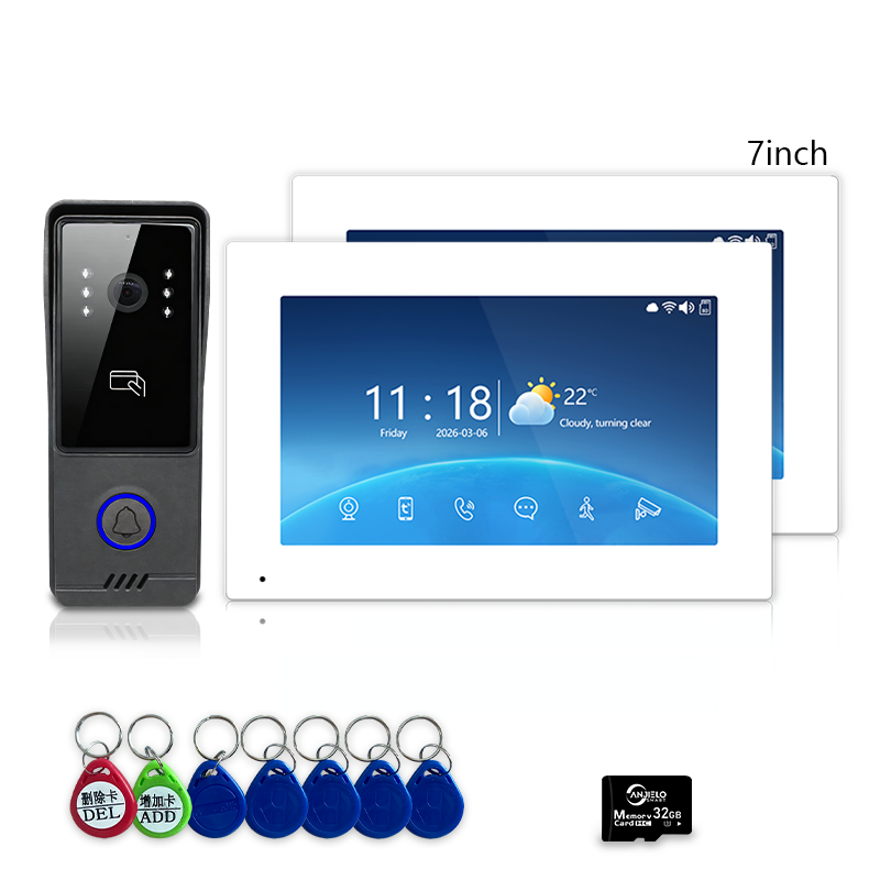 Anjielo 4‑Wire Tuya Video Intercom System, 7"/10" Touch Monitor, RFID Card Unlock, IP65 Wired Video Doorbell for Villa Apartment Home Security