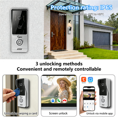 Anjielo Newest 4‑Wire Tuya Smart Life Video Intercom System 7/10 Inch Touch‑Screen 1080P IP65 Multi‑Monitor Doorphone for Villa & Apartment