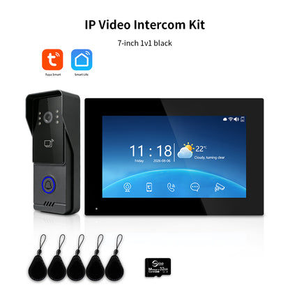 Anjielo IP Video Intercom System with High-Definition Large Screen & Infrared Night Vision Fill Light – Tuya App, 7/10.1-Inch Touch Screen, RFID Unlock for Multi-Story Villas