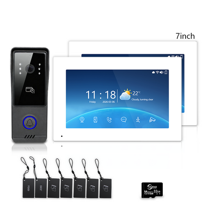 Anjielo 4‑Wire Tuya Video Intercom System, 7"/10" Touch Monitor, RFID Card Unlock, IP65 Wired Video Doorbell for Villa Apartment Home Security