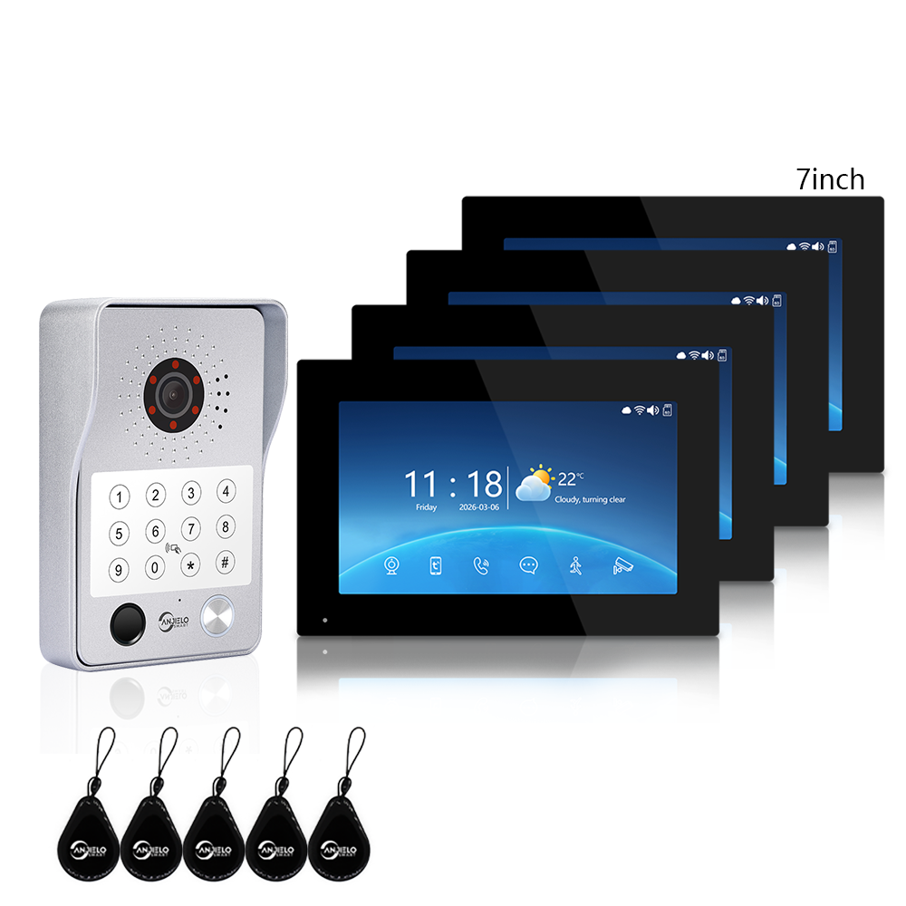 Anjielo Latest 4 wire Video Intercom System Photo Frame Video Doorbell 5 in 1 unlocking with Motion Detection for the Apartment Intercom System for Home Villa