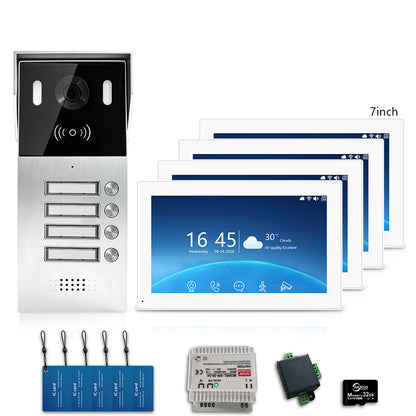 Anjielo 2-Wire Multi-Tenant Video Intercom System with Tuya App, 7/10-Inch Touch Screen, 2MP CMOS, IP65 Doorbell & 128GB TF Card