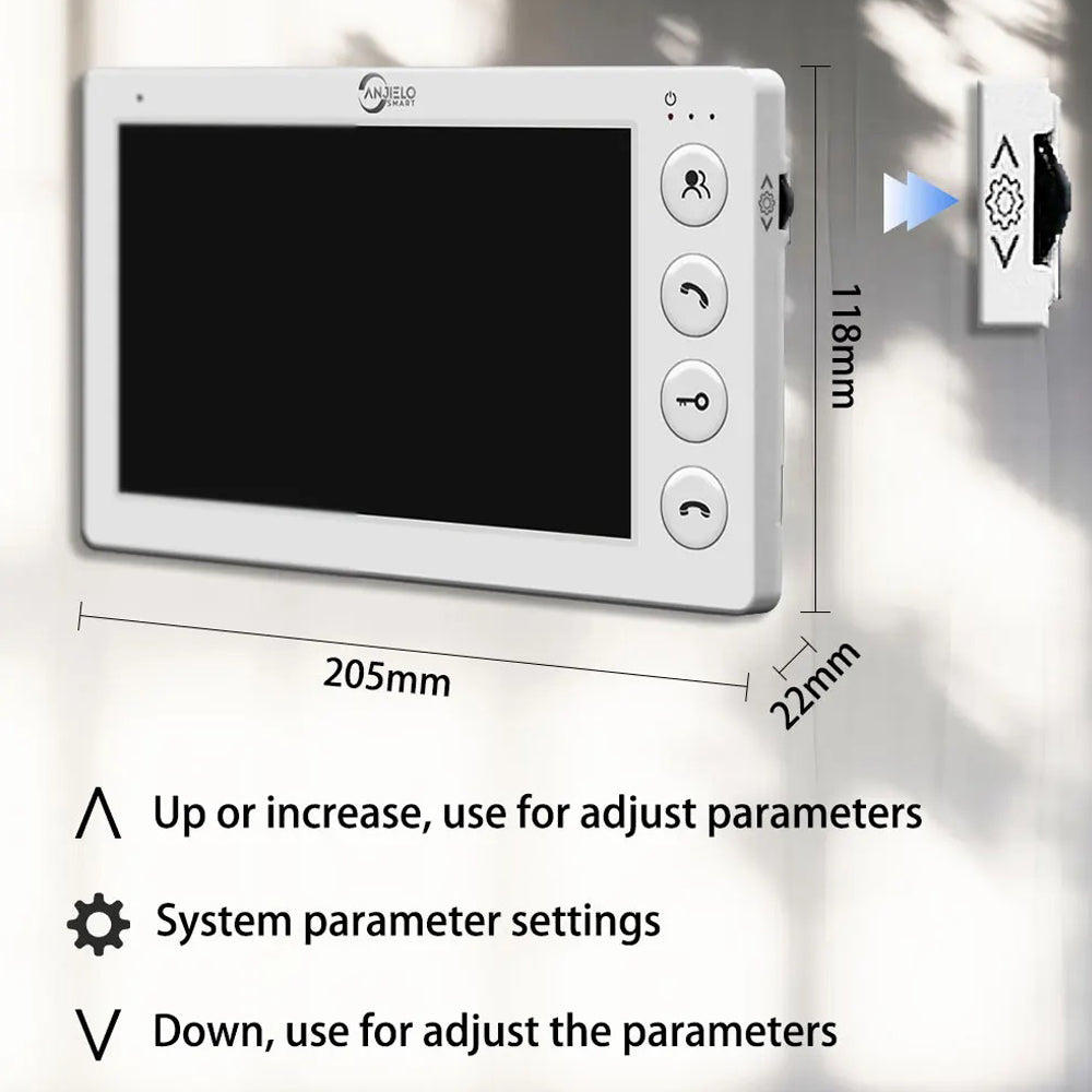 Anjielo 4 Wired Video Doorphone Intercom 7 Inch Monitor Video Door Intercom for 2/3/4/5/6/8/10/12 Multi-Units Video Doorbell by IC Card to Unlock