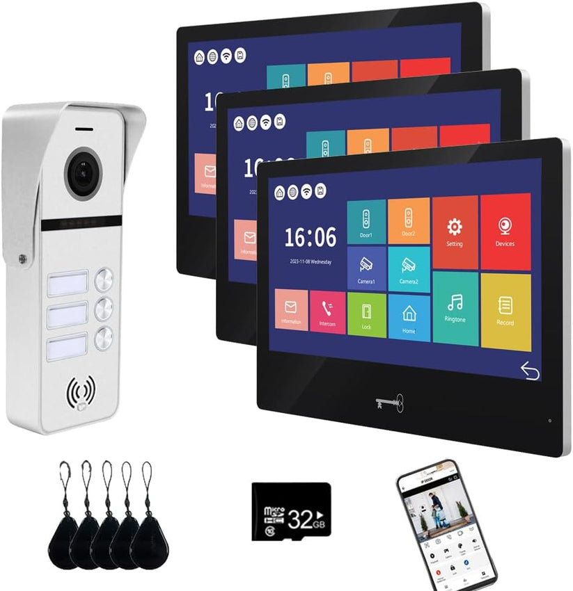 Anjielo Smart Wired Video Doorbell Apartment Intercom System Multiple ...