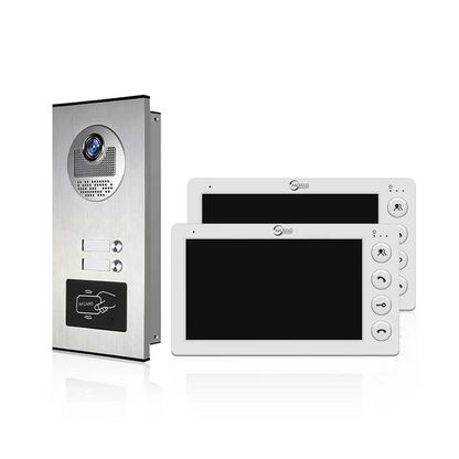 Anjielo 7 Inch 4 Wired Video Intercom for 2 Unit Multi Apartment Video Doorbell with RFID Card Unlock