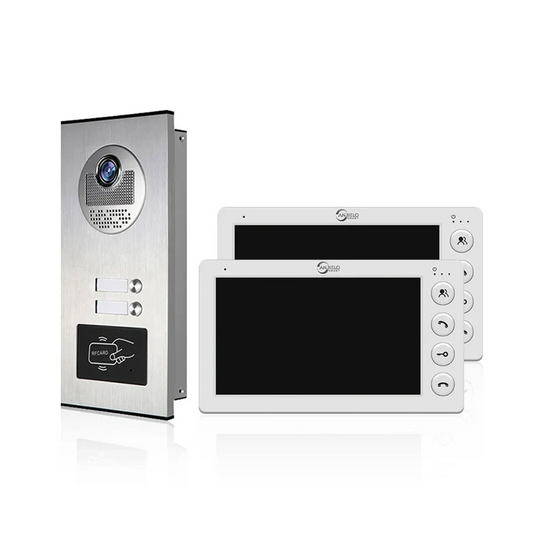 Anjielo 7 Inch 4 Wired Video Intercom for 2 Unit Multi Apartment Video Doorbell with RFID Card Unlock