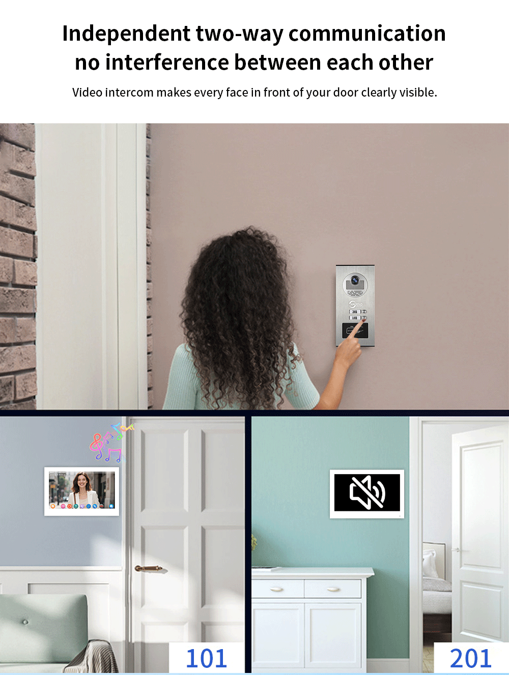 Anjielo Smart 1080P Tuya Smart Video Doorphone for Multi-Apartment Metal Doorbell Video Intercom System AHD 7inch Monitor