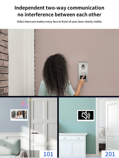 Anjielo Smart 1080P Tuya Smart Video Doorphone for Multi-Apartment Metal Doorbell Video Intercom System AHD 7inch Monitor