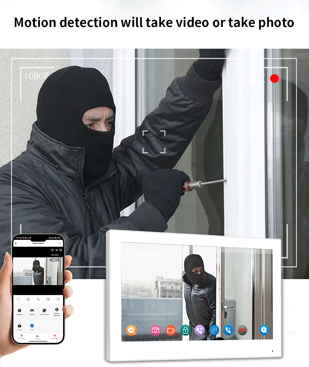 Anjielo Smart 10 inch 1080P Tuya Smart Video Doorphone Metal Doorbell Video Intercom System for Multi-Apartment