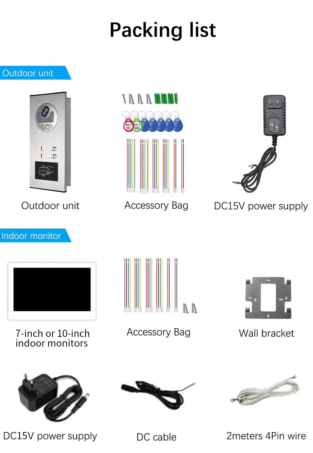 Anjielo Smart 1080P Tuya Smart Video Doorphone for Multi-Apartment Metal Doorbell Video Intercom System AHD 7inch Monitor