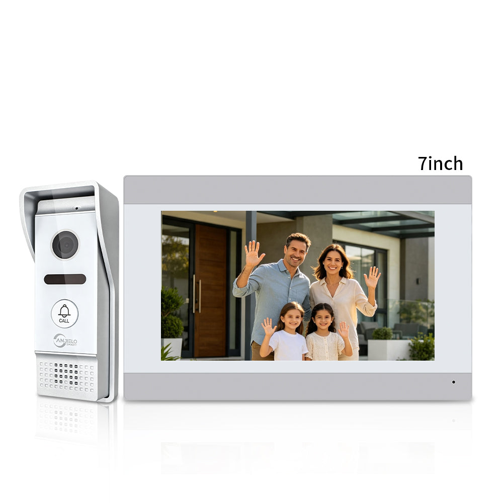 Anjielo 7-Inch 4-Wire Video Intercom System with Tuya WiFi, 1080P HD Camera, Night Vision, Motion Detection & Remote Unlock for Home, Apartment, Villa