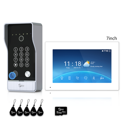 Anjielo Smart Video Doorbell Intercom System with 5-in-1 Unlocking – Fingerprint, Password, RFID Card, Touchscreen & Tuya App Unlock for Apartment or Villa|