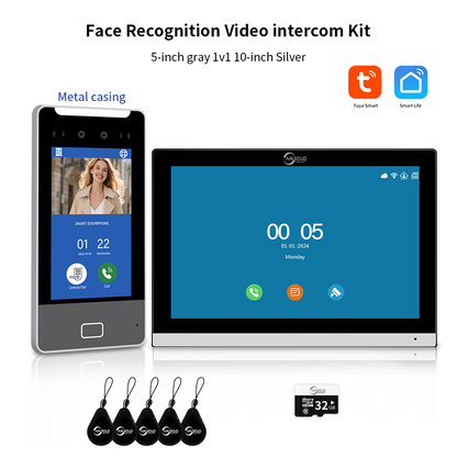 Anjielo Tuya Smart  AI facial recognition building IP video intercom system, 5-in-1 Unlock and Connect Multiple Monitors Integrated Solution, suitable for villas/hotels and communities