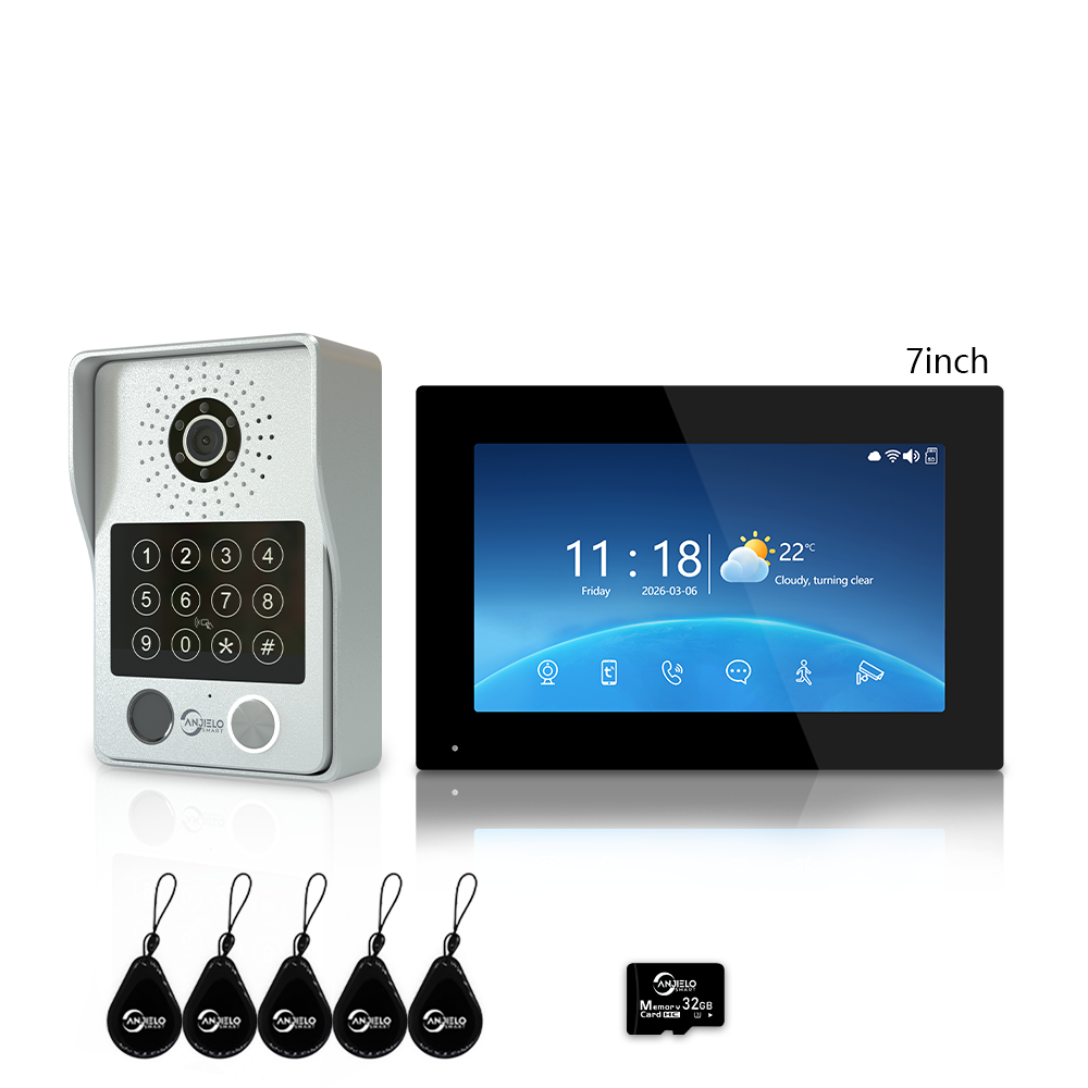 Anjielo Latest 4 wire Video Intercom System Photo Frame Video Doorbell 5 in 1 unlocking with Motion Detection for the Apartment Intercom System for Home Villa