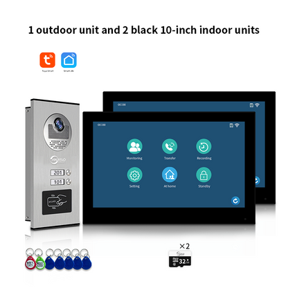 Anjielo Smart 10 inch 1080P Tuya Smart Video Doorphone Metal Doorbell Video Intercom System for Multi-Apartment