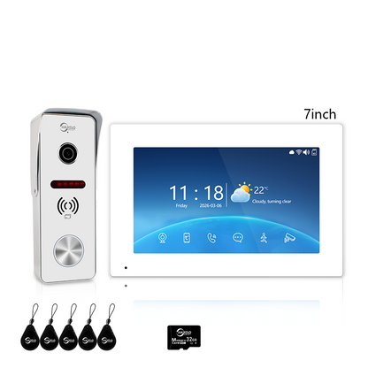 Anjielo 1080P 4 Wire Video Doorbell Intercom System 7/10 Inch Monitor Photo Frame with Motion Decetion Unlock by IC Card Monitor Tuya App for Villa
