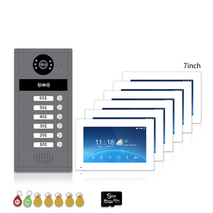 Anjielo 7/10 Inch WiFi Smart Video Doorbell Multi‑Family Apartment Intercom System Two‑Way Audio & Remote Unlock Digital Photo Frame & Background Music Tuya App Control IP65 Weatherproof