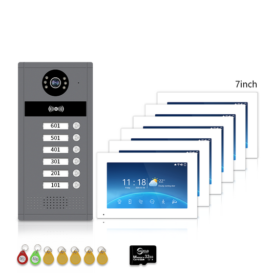 Anjielo 7/10 Inch WiFi Smart Video Doorbell Multi‑Family Apartment Intercom System Two‑Way Audio & Remote Unlock Digital Photo Frame & Background Music Tuya App Control IP65 Weatherproof